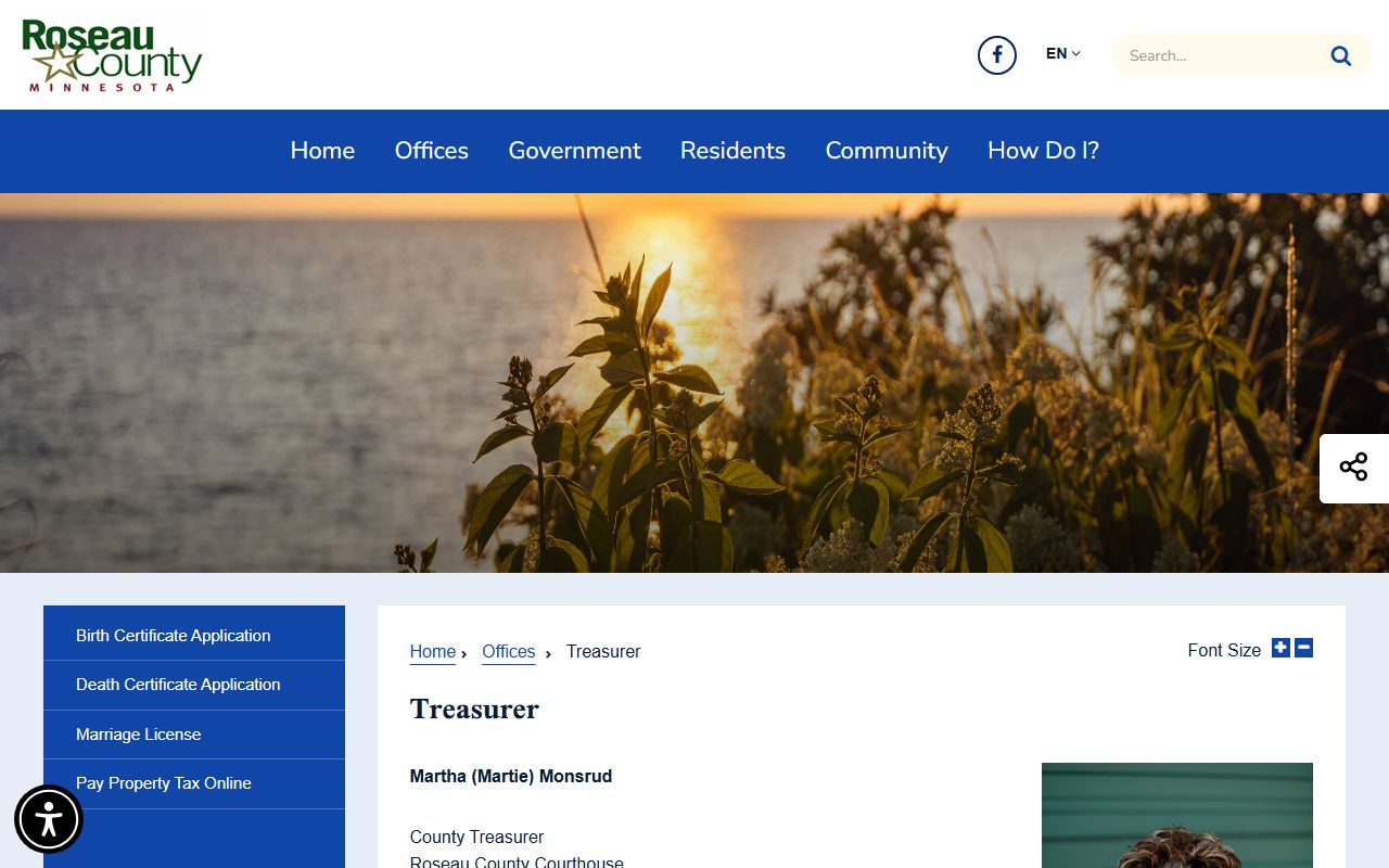 Roseau County Court Administrator records and Treasurer Vital Records Office