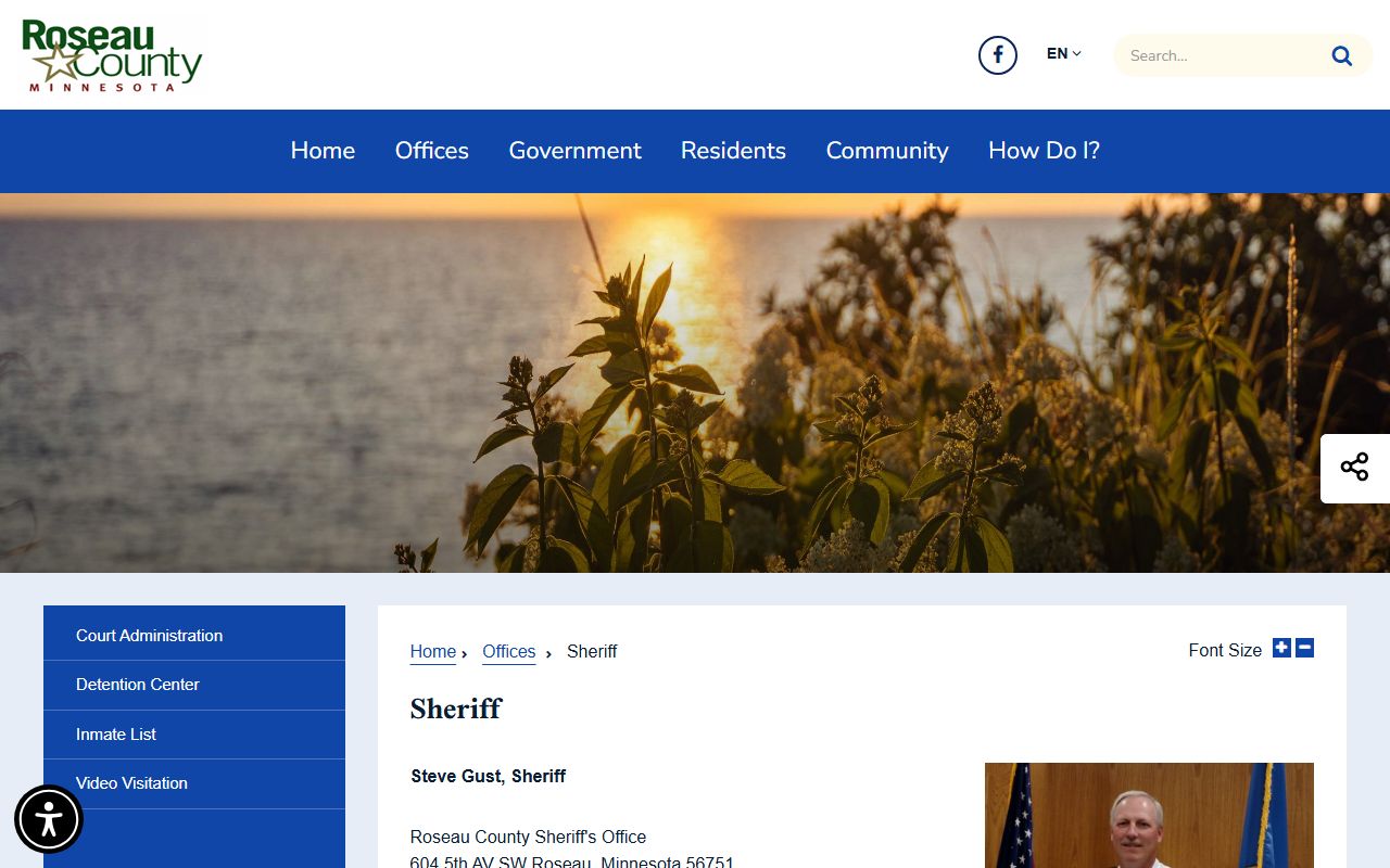 Roseau County arrest records sheriff custody and warrant links