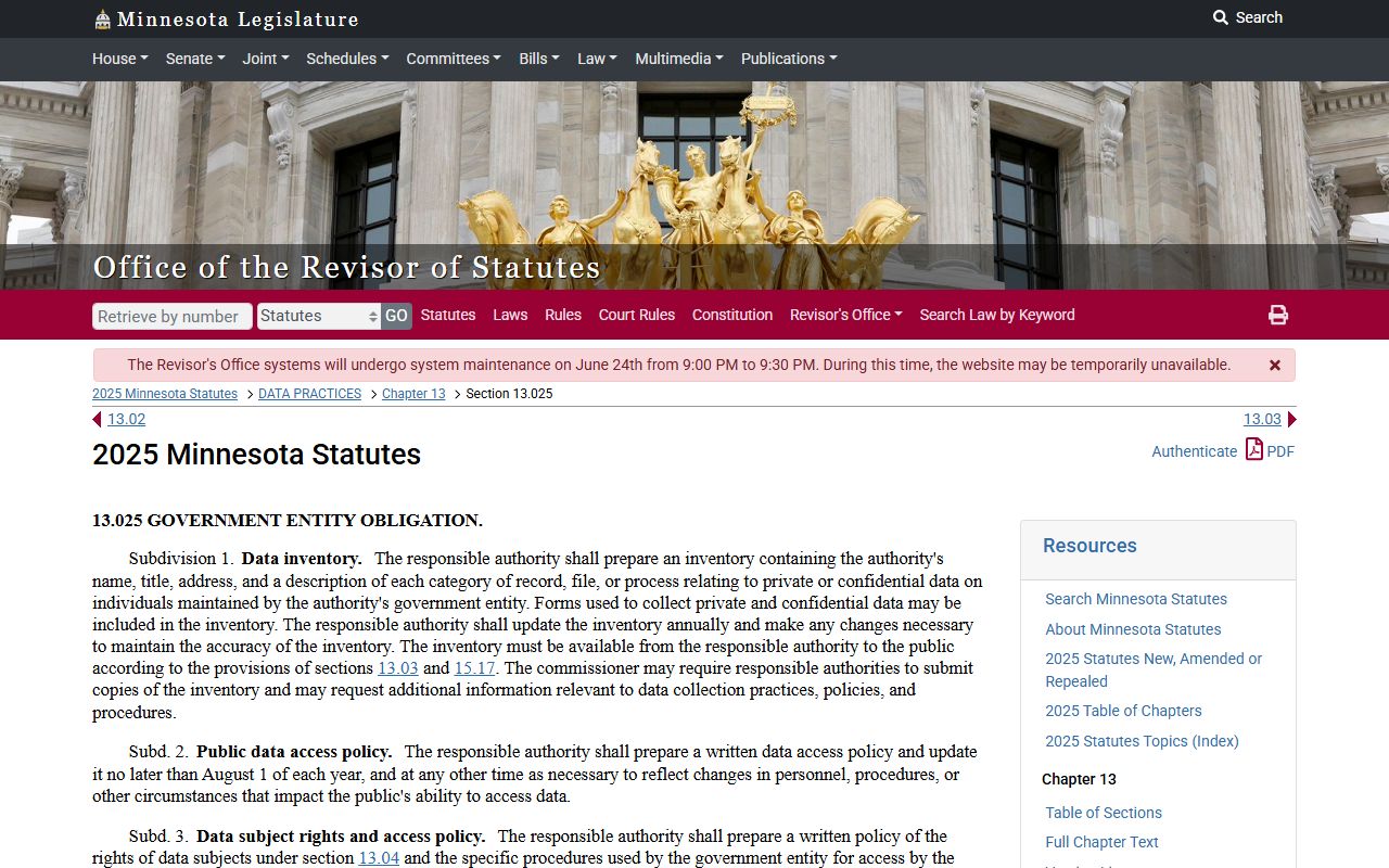 Roseau County court records responsible authority data access policy