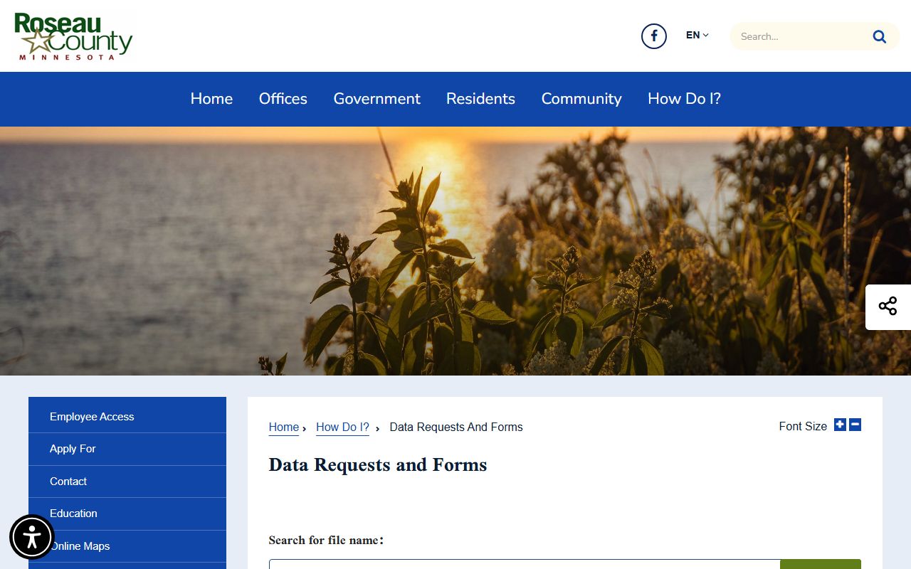 Roseau County court records data request forms source