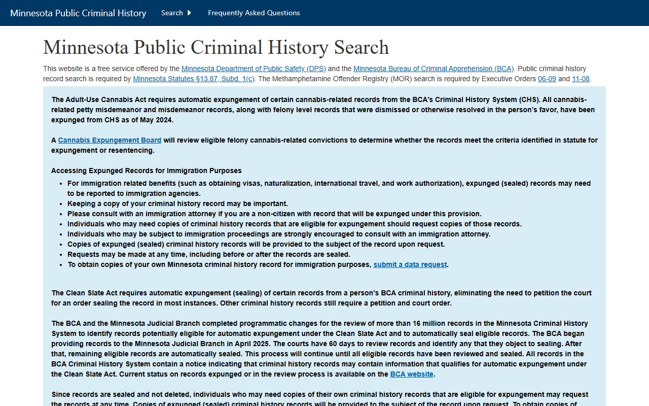Roseau County criminal court records Minnesota BCA criminal history search