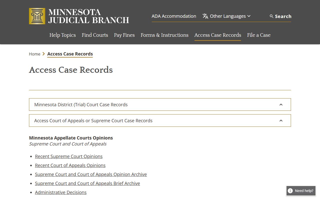 Roseau County court records Minnesota access case records overview